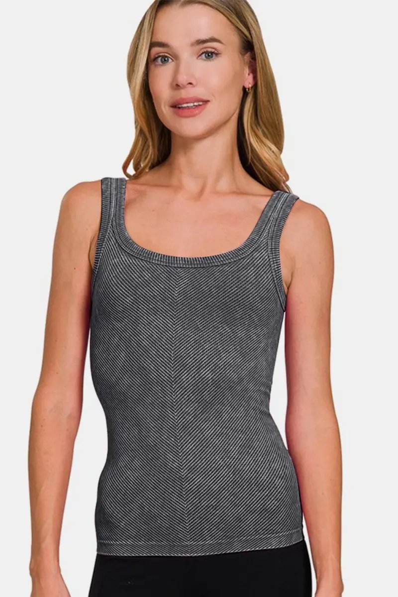 Zenana Ribbed Scoop Neck Tank for Stylish Layering - Love Salve